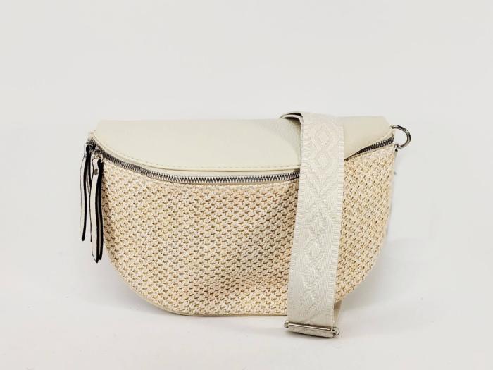 Sac banane femme pas cher chic beige raphia tendance MARO S12-27 offwite